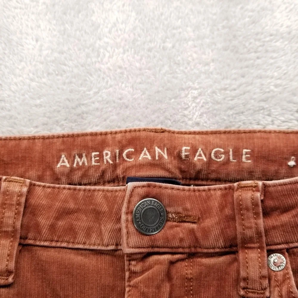 American Eagle Pants Womens 12‎ Tall Brown Crop Flare Corduroy Fringe Boho